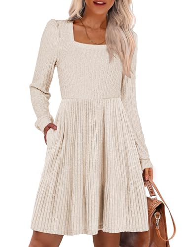 ANRABESS Women's Square Neck Long Sleeve Fall...