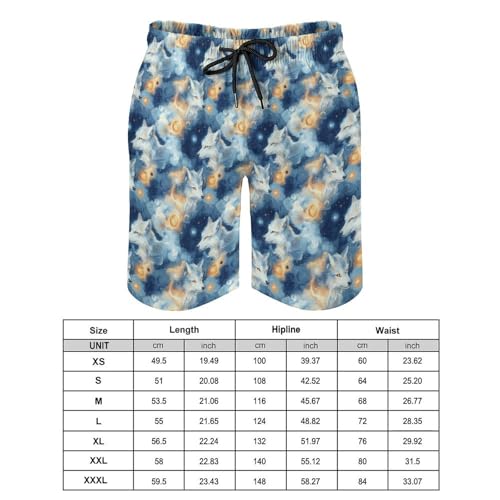 Hawaiian Shorts for Men - Comfy Starry Fox Print Mens Swim Trunks Bathing Suits with Mesh Lining2