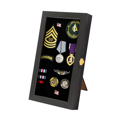 Image of VERANI Pin Display Case Badge Display Frame 8.5 x15 Black for Beach Tags | Flexible layout arrangement,Premium real clear glass door,Wood matte black frame,Wall mountable design