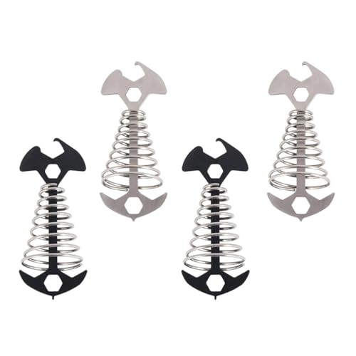 QUMIIRITY 4 Stück Fischgräten Zeltheringe mit Federhaken aus Edelstahl Zeltzubehör für Camping und Outdoor Windstabil und Wiederverwendbar