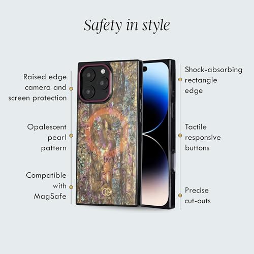 Image of COCOMII Rectangle for iPhone 14 Pro Max Case, Eclipse Abalone Shell