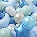TRENDPLAY Star Ball Pit Balls 100-Piece Set: Vibrant Mix of Shapes - Mix Stars Shapes for Kids, Perfect for Parties, Playtime, Pearl Blue+Pearl Light Blue+Gray+ White