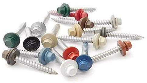 EAGLE 1 Metal Roofing Screws #10 - Painted Hex Head Self-Tapping Screws with EDPM Rubber Washer for Metal to Wood, Vinyl, Small Sheet Metal - Free Magnetic Driver (Black, 1 Inch, 250)