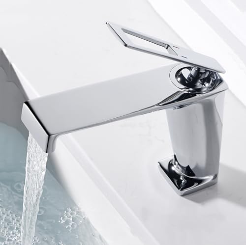 Robinet cascade anti-éclaboussures en laiton gris pour évier de salle de bain
