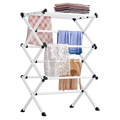 Gziztx Foldable Clothes Airer, 3-Tier Laundry Rack for Air Drying Clothing, Expandable Clothes Drying Rack, Suitable for Indoor and Outdoor