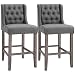 HomCom 40" Tufted Wingback Counter Height Armless Bar Stool Dining Chair Set of 2 - Grey