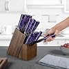 SENKEN-16-Piece-Kitchen-Knife-Block-Set-Japanese-Chefs-Knife-Set-with-Laser-Damascus-Pattern-Includes-6-Steak-Knives-and-Smoothly-Finished-Acacia-Hardwood-Knife-Block-Purple-Resin-Handles SENKEN 16-Piece Kitchen Knife Block Set - Japanese Chef's Knife Set with Laser Damascus Pattern, Includes 6 Steak Knives and Smoothly-Finished Acacia Hardwood Knife Block (Purple Resin Handles)