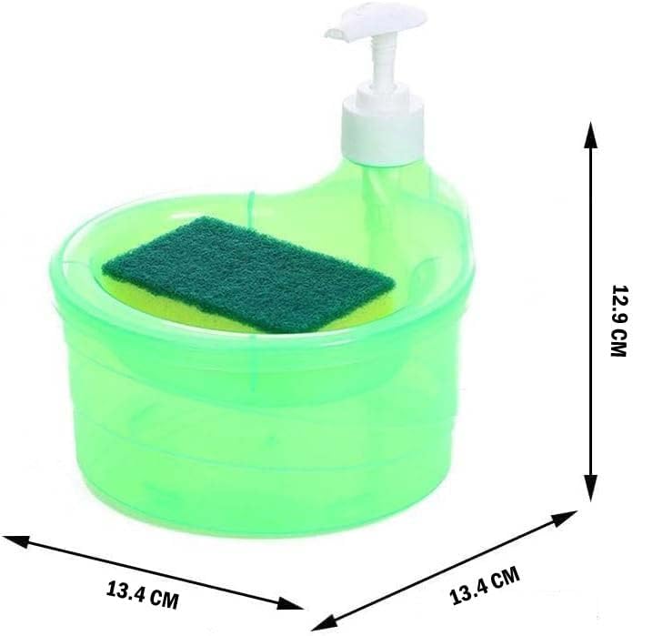 Entraxa Kitchen Dish Soap Dispenser with Sponge Holder, 2021 Newest 2-in-1 Countertop Soap Pump Dispenser, for Kitchen Sink Dishwashing Soap Dispenser - 12.5 Ounces (Soap-Dispenser) 1