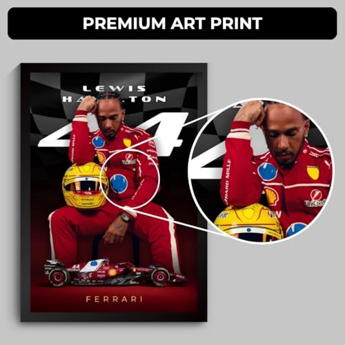 Image of Funk You Store Lewis Hamilton Poster Ferrari F1 Poster | Framed Ferrari F1 Car A4 Sized (31 x 23 cm) | Lewis Hamilton Posters | Ferrari Car Frame for Wall, Formula 1 Frames Formula 1 Frame (F 023)