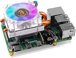GeeekPi Raspberry Pi Low-profile CPU Cooler, Raspberry Pi Horizontal ICE Tower Cooler, RGB Cooling Fan with Raspberry Pi Heatsink for Raspberry Pi 4 Model B & Raspberry Pi 3B+ & 3B (Silver)