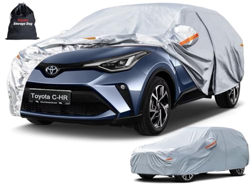 Image of Kayme 6 Layers SUV Car Cover Custom Fit for Toyota C-HR (2017-2026), Waterproof All Weather for Automobiles,Rain Sun UV Protection.Silver