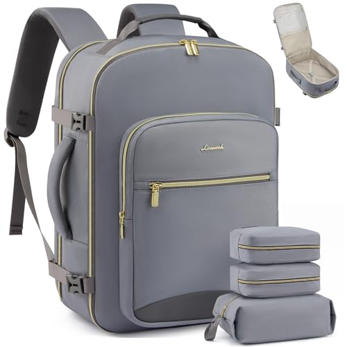 Image of LOVEVOOK 40L Travel Backpack Flight Approved Carry on Backpack,3 Packing Cubes,Waterproof Personal Item Travel Bag,TSA Carry on Luggage Suitcase Travel Essentials,Gifts for Women & Men,fits 17 inch Laptop