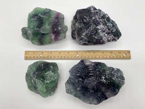 Image of Jumbo Rainbow Fluorite Rough Stones, Natural Rainbow Fluorite, Raw Fluorite Crystals (1-2 lbs)