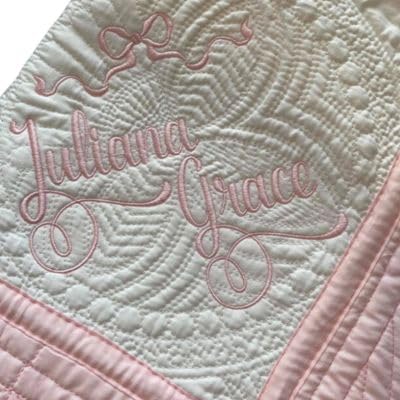 image for Generic Monogrammed Baby Quilt, First and Middle Name, with bow embroi