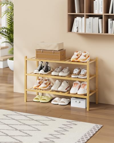Kitsure Bambus-Schuhregal für den Schrank – 3-stufiger stapelbarer Schuhorganizer mit modularer Struktur, platzsparende Schuhablage für Eingangsbereich, 68,0 cm x 28,0 cm x 48,0 cm, Naturfarben – Bild 6