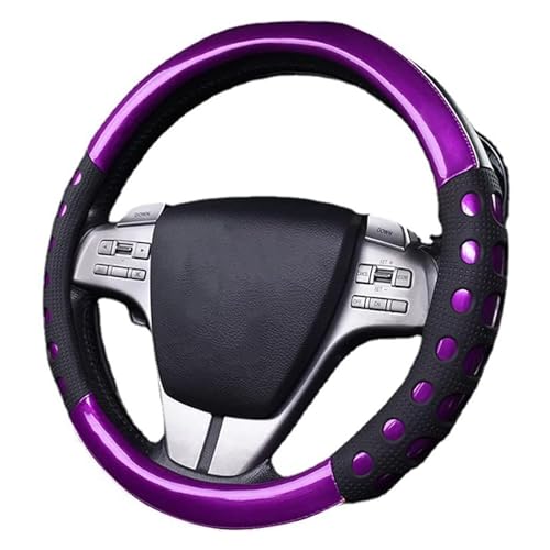 Image of NIKAVI Fashion Steering Wheel Cover - Violet Color | Size - Medium | Diameter 38 cm | O-Type | Car Steering Wheel Protector, Anti-Slip, Stylish Leather Finish Grip Cover for Round Steering Wheels