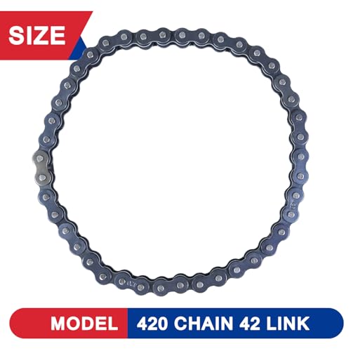 Image of Front 420 Jackshaft Chain 42 Links Mini Bike Drive Chain for Coleman CT200U CT200U-EX BT200X Baja Warrior Heat Mini Baja Massimo MB165 MB200 Heavy Duty Parts Roller Chain with 8pcs Master Links