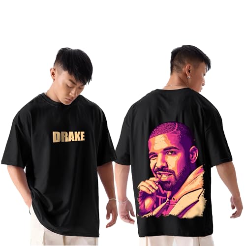 Image of Drake Oversized Black Tshirt for Men and Women Rapper Drake Drop Shoulder Unisex Baggy Loose Fit T-Shirts