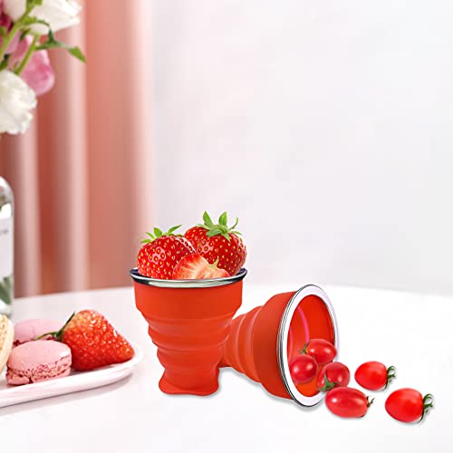 Collapsible Cup - Silicone Foldable Cup-Expandable Folding Drinking Cup -Reusable Portable Mugs Cup For Travel, Camping, Hiking, Survival, Car, Picnic, Beach, Holiday Vacation, Outdoor Sports Red #TOP5