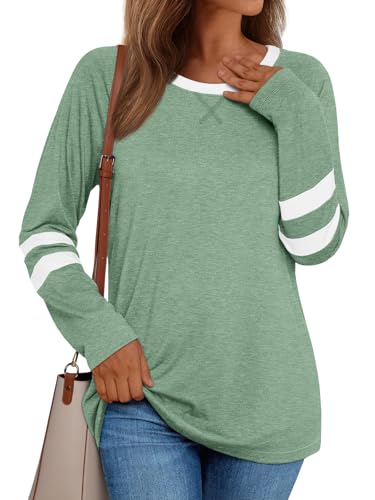 Image of AUTOMET Womens Color Block Long Sleeve Shirts Oversized Crewneck Casual Top