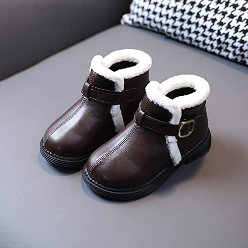 sfdgfhyf Toddler Cartoon Shoes Fashion Autumn Winter Girls Boots Flat Bottom Non Slip Short Plush Warm Solid Buckle Shoes2