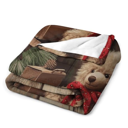 Couverture flanelle ours de Noël, le cadeau idéal pour lit