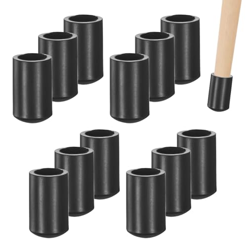 Image of M METERXITY 12-Pack Chair Leg Caps, 1 /4 Inch(6mm) PVC Chair Leg Floor Protectors for Folding Chairs /Metal Chairs /Furniture Table /Hardwood Floors, Round Non-Slip Cover End Tips [Black]