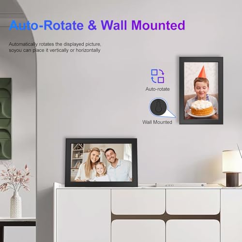 Image of 10.1 Inch Digital Photo Frames Smart WiFi Digital Photo Frame with 1280x800 IPS HD Touch Screen, 32GB Memory, Auto Rotate, Wall Mount, Share