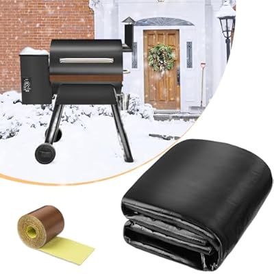 Insulation Grill Blanket 39.5 x 35.5in - Cuttable Smoker Thermal Blanket Helps Maintain Heat In Winter - Pellet Grill Blanket Compatible with Traeger Grill, Pit Boss 700/800, Z Grill 600/700 - Black