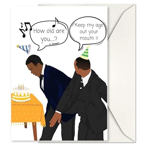 GIFTING GIGGLES Funny Birthday Card - For Men or Women - for him or her - Will Smith Chris Rock Meme - 30th 40th 50th 60th 70th 80th | MADE IN USA Cover