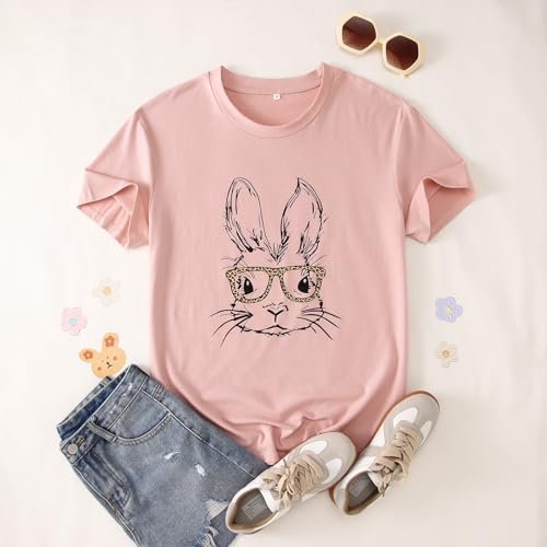 Easter Bunny Family Matching Clothes Mom and Me Cute Rabbit Glasses T-Shirt Summer Short Sleeve Tee Shirt Tops4