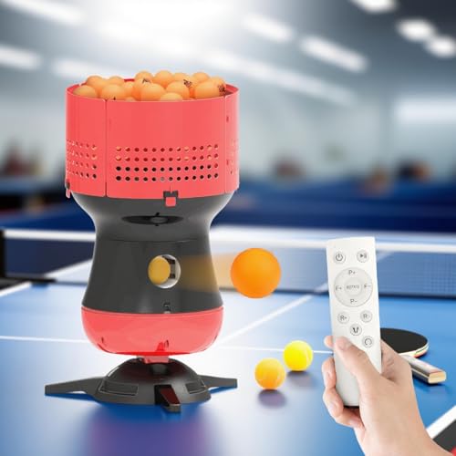 FLNOZAMZ Electric Ping Pong Ball Machine for Training, 90-Ball Capacity Table Tennis Robots Ball Machine, 5 Level Adjustable, Multiple Serving Modes