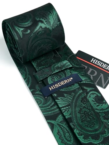 Image of HISDERN Ties for Men Paisley Floral Tie Handkerchief Classic Woven Business Formal Necktie and Pocket Square Set Wedding