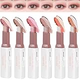 MooGlamor 6 Pcs Shimmery Eyeshadow Stick Two Color Eye Glitter Shadow Pencils with Waterproof and Retractable Eye Shadow for Glitter Makeup(Two-Color)