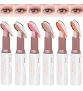 MooGlamor 6 Pcs Shimmery Eyeshadow Stick Two Color Eye Glitter Shadow Pencils with Waterproof and...