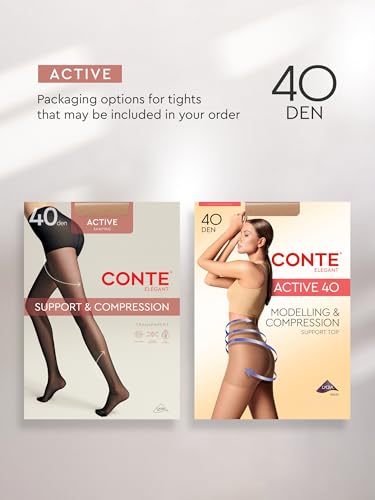 Image of Conte Women's High Waist Compression Pantyhose Tights with Control Top Active 40 Denier