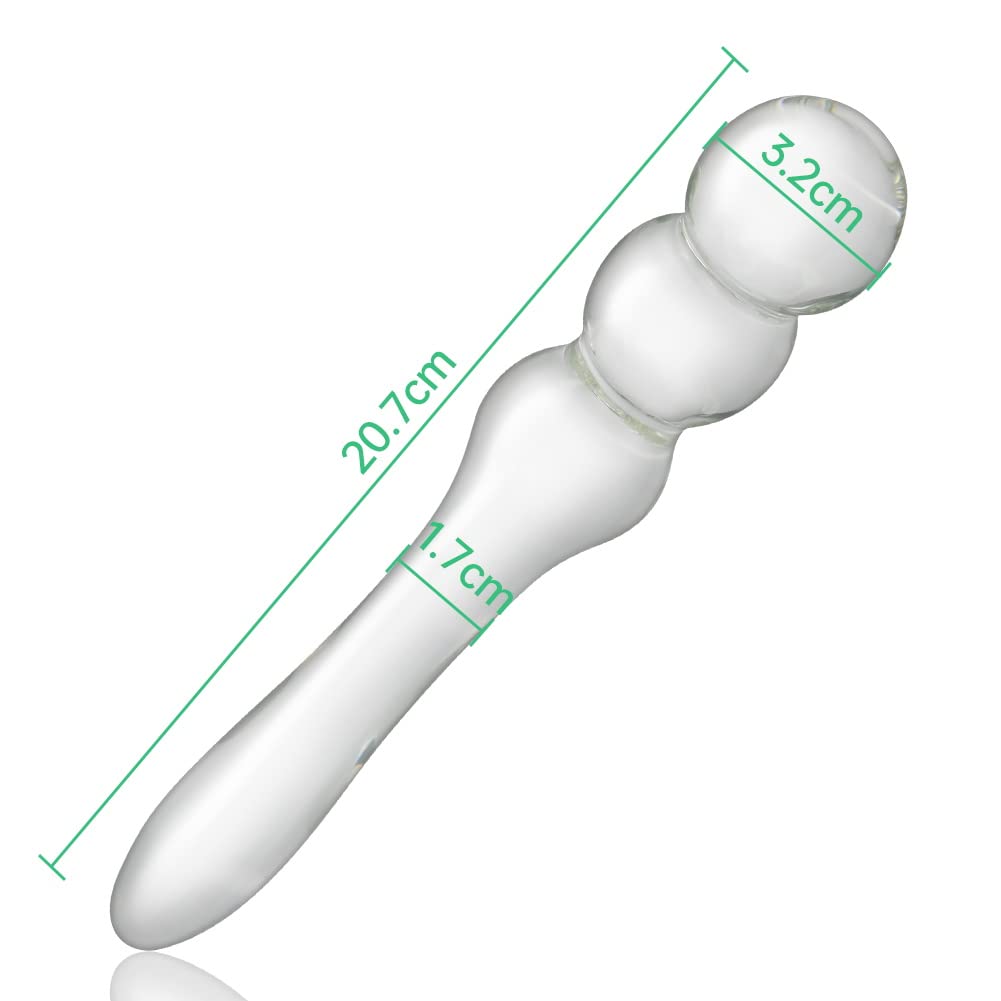 Plug anal de cristal con mango cónico y 3 perlas para la estimulación del punto G Varita de placer de cristal y para la estimulación de la próstata Consolador anal para pareja Hombre Mujer
