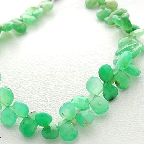 Chrysoprase perles en poire facettée de qualité supérieure, rangée sélectionnée E1353