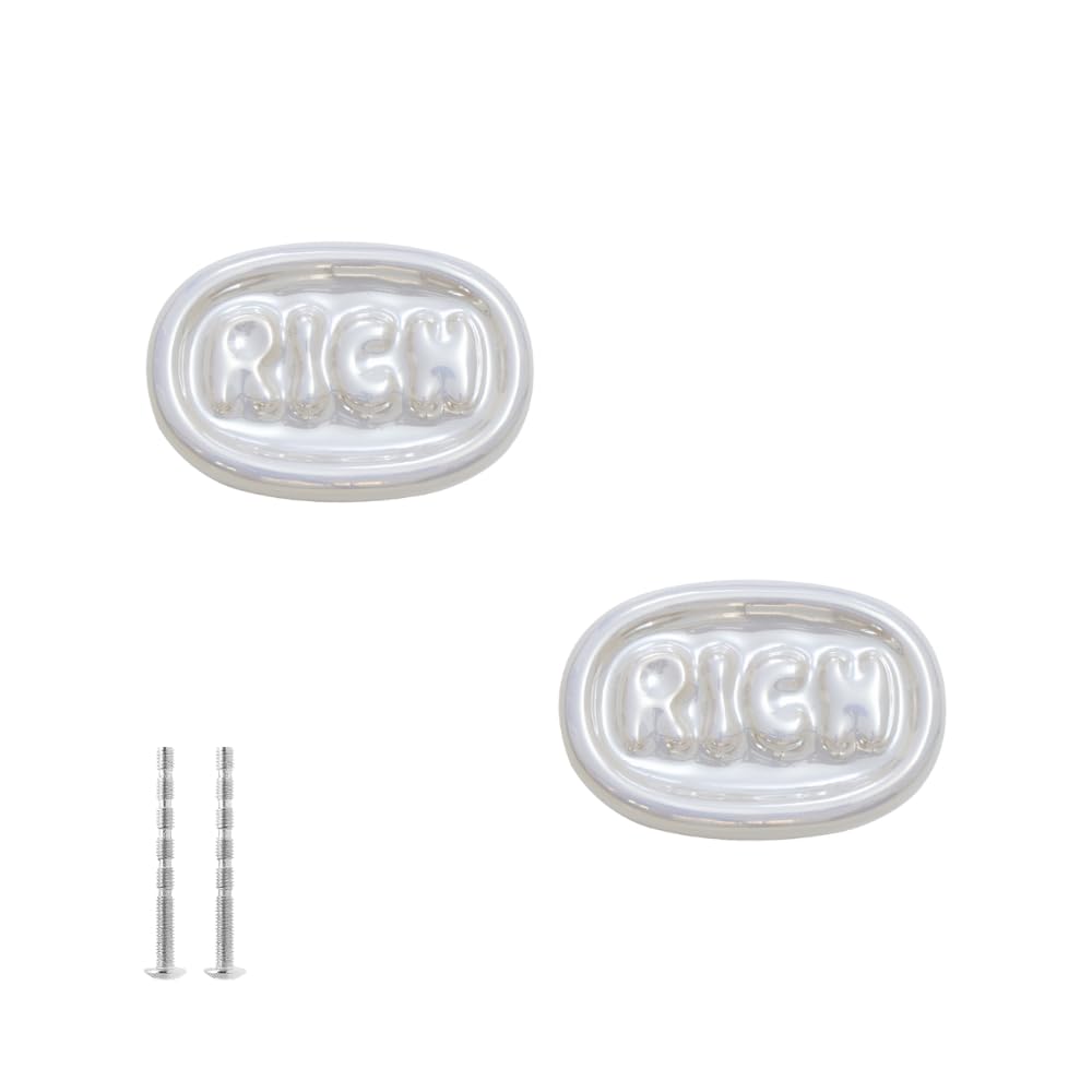 Generico Pomelli Decorativi 'RICH' per Mobili, Set di 2, Design Moneta in Rilievo, 4.4 x 3.2 cm, Rosa/Argento/Bianco (bianco)