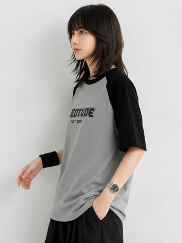 Image of LEOTUDE Half Sleeve Round Neck Tshirt for Women, Oversized Longline