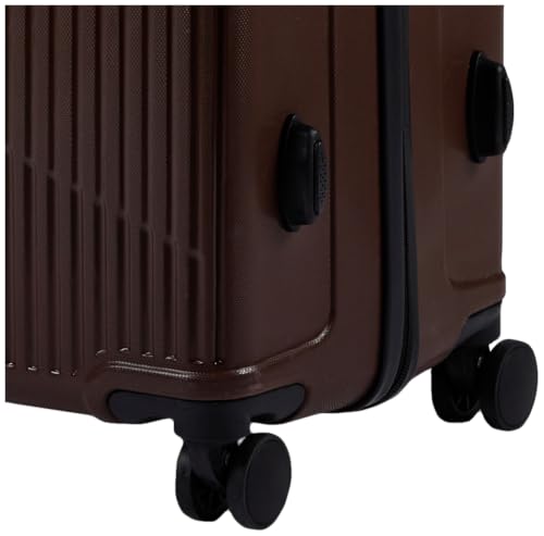 Image of Teakwood Large Size 8 Wheels Trolley Bag, Hard Cabin with Zipper Closure, Adjustable Push Button & Cross Side Strap, Number Lock System 360 Degree (Large, Brown)