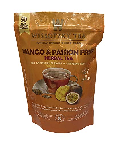 Wissotzky Tea Mango and Passion Fruit Herbal Tea - Bag of 50 Silky Pyramid Tea Bags