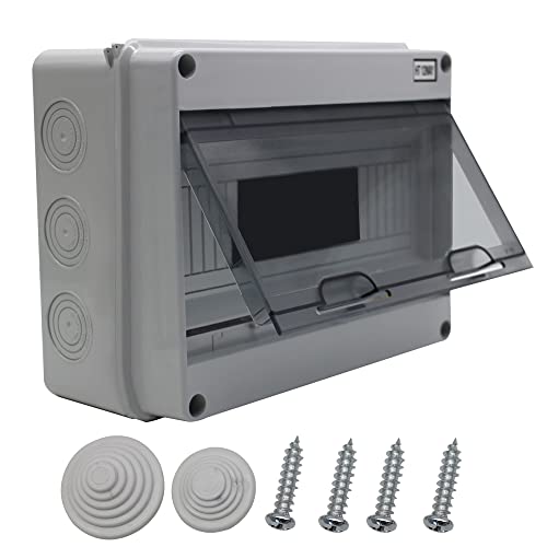 Image of ABS Distribution Protection Box for Circuit Breaker, 12 Way Waterproof Outdoor Power Distribution Box DIN Rail Junction Box for Indoor Wall MCB