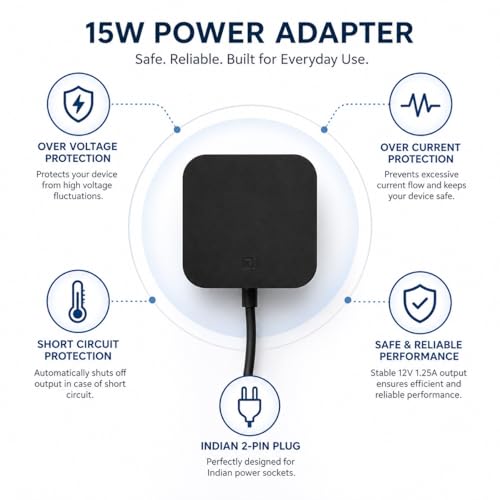 Image of 15W Power Adapter for Echo Dot 3rd Generation, Echo Dot (3rd /4th Gen) with Clock, Echo Dot Kids Edition, Echo Show 5, Echo Spot, and Fire TV Cube, 5Ft AC Adapter Power Cord (Black)