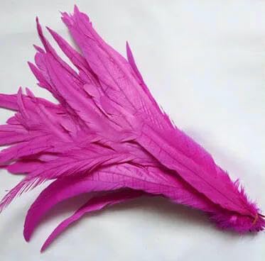 Natürliche Hahnenschwanzfeder, 100 Stück/Lose, 25–45 cm, Rosa/Rot, DIY-Kleidung, Schmuck, Dekoration, Party, Bühnenauftritt, Rosarot, 35–40 cm
