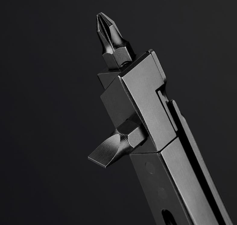 Miniatura 6 de 10 en 1 Llave multiherramienta Alicates Cuchillo plegable Regla EDC de acero inoxidable con puntas para supervivencia (negro)