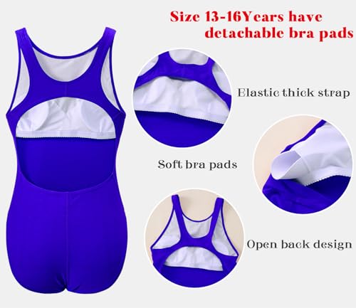 Image of Kids Girls Athletic Swimsuit One Piece Solid Swimwear for Practice and Competition in Black and Navy Bathing Suit