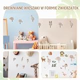 Sikweny 6 sztuk wieszaków na ubrania dla dzieci, wzór bez tłoczenia, dostarczany z samoprzylepną tylną stroną, drewniane haczyki, ładne, duża nośność, do pokoju dziecięcego, łazienki, biura, kuchni