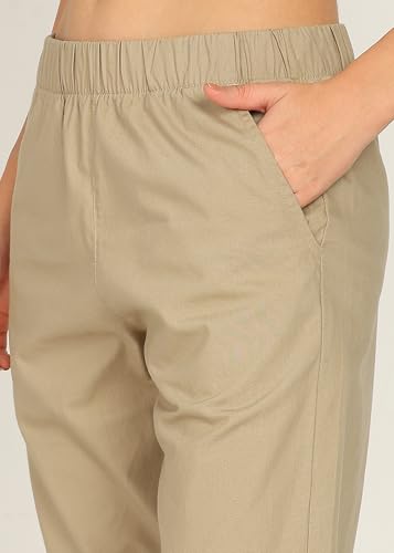 Image of Alan Jones Clothing Womens Mid Rise Cotton Relaxed Ankle Pants | 100% Cotton