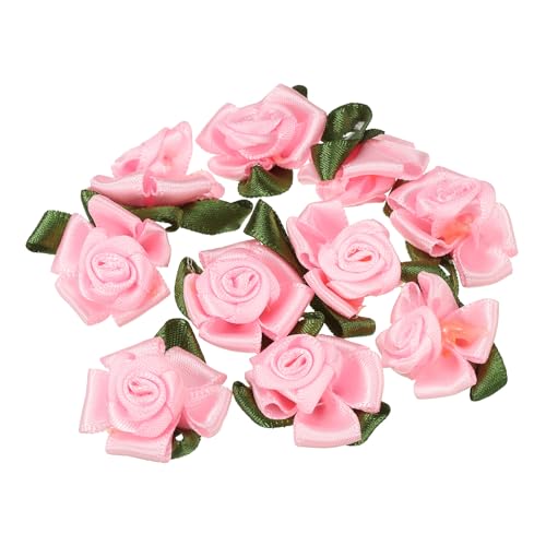 300 Roselline Nastro Di Raso 15mm Con Foglie – PATIKIL – Decorazioni Fiori Tessuto Fai Da Te
